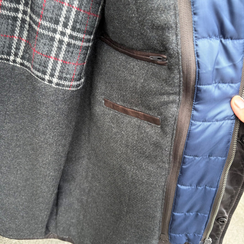 Vinterläderjacka i mörkbrunt lammskinn - Herr - Notyz
