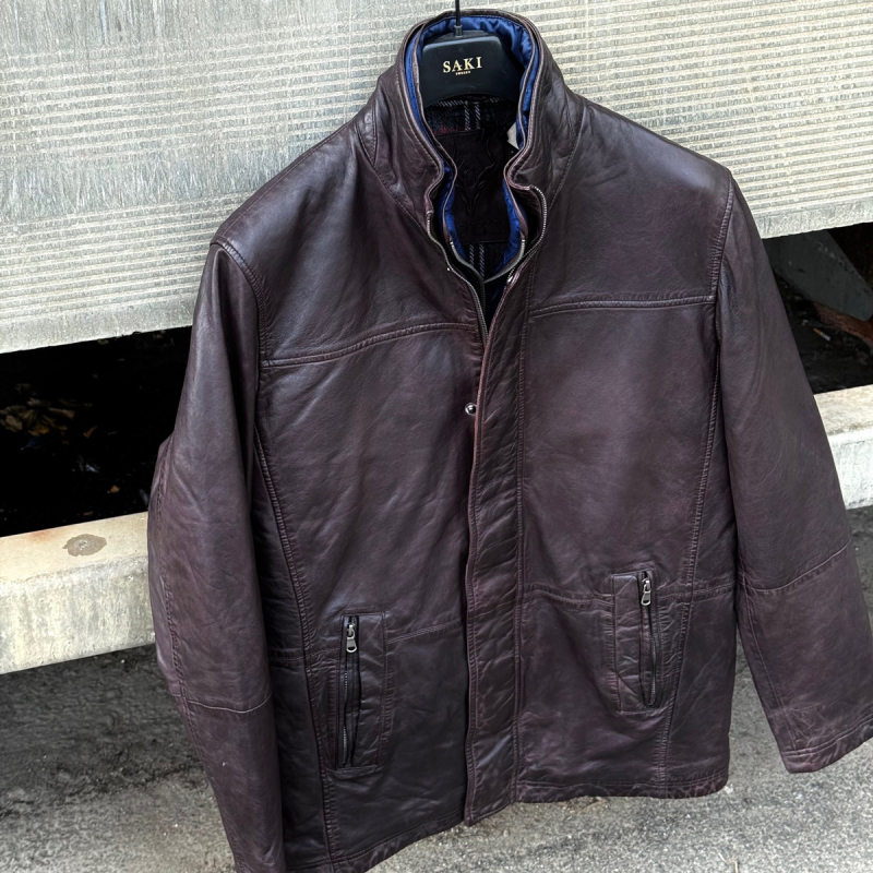 Herre vinter læderjakke 2196 - Blød brun lammeskind - Freja skind