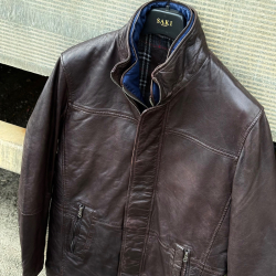 Herre vinter læderjakke 2196 - Blød brun lammeskind - Freja skind