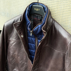 Herre vinter læderjakke 2196 - Blød brun lammeskind - Freja skind