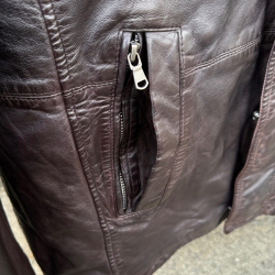 Herre vinter læderjakke 2196 - Blød brun lammeskind - Freja skind