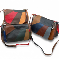 Sunshine skuldertaske med klap - Best of the rest kollektionen - Syet af overskydende skindstykker - Freja skind