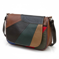 Sunshine skuldertaske med klap - Best of the rest kollektionen - Syet af overskydende skindstykker - Freja skind