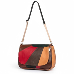 Sunshine skuldertaske med klap - Best of the rest kollektionen - Syet af overskydende skindstykker - Freja skind