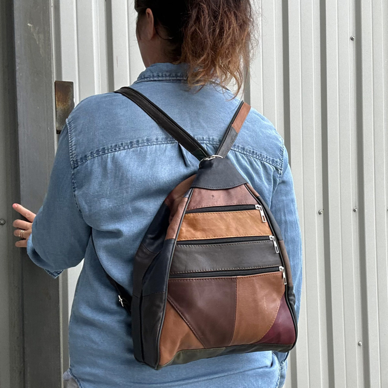 Skindrygsæk i multicolor lammeskind - Best of the rest fra Freja skind