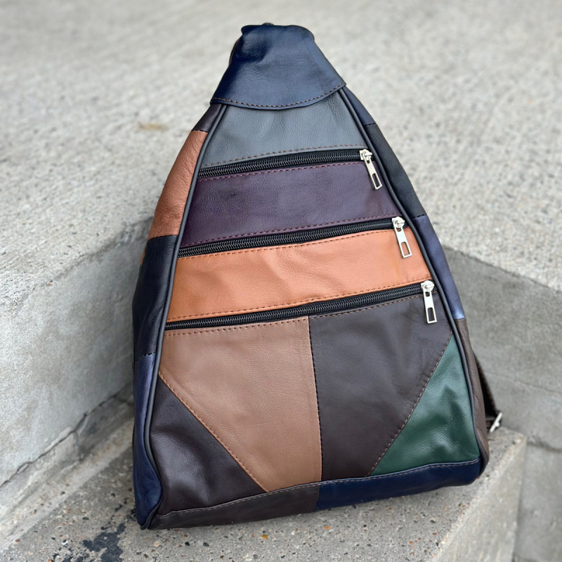 Skindrygsæk i multicolor lammeskind - Best of the rest fra Freja skind