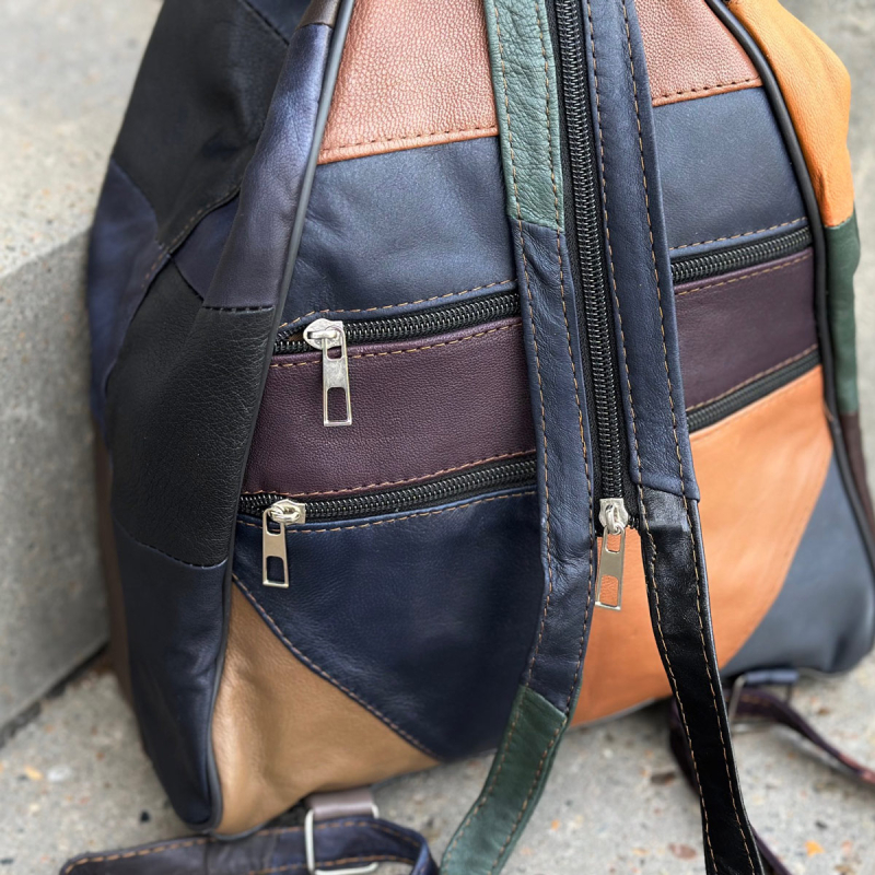 Skindrygsæk i multicolor lammeskind - Best of the rest fra Freja skind