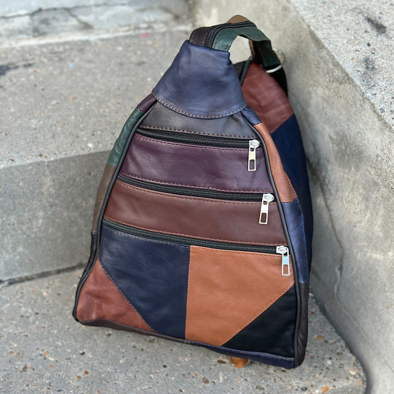 Skindrygsæk i multicolor lammeskind - Best of the rest fra Freja skind