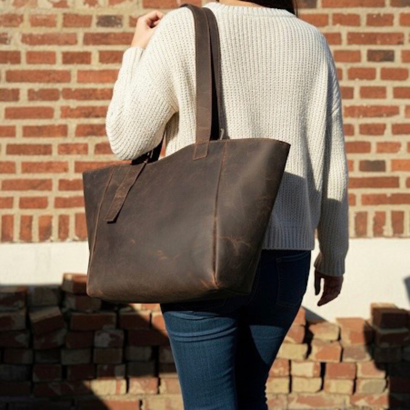 Shania læder shopper fra Treats - Hunter brun bøffellæder