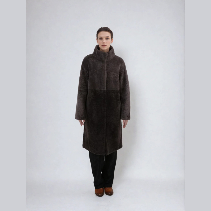 Filuka curly lamb damjacka - Mjuk och varm - Taupe - Levinsky