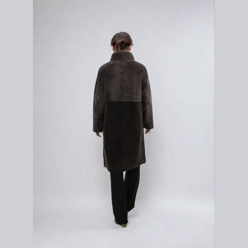 Filuka curly lamb damjacka - Mjuk och varm - Taupe - Levinsky
