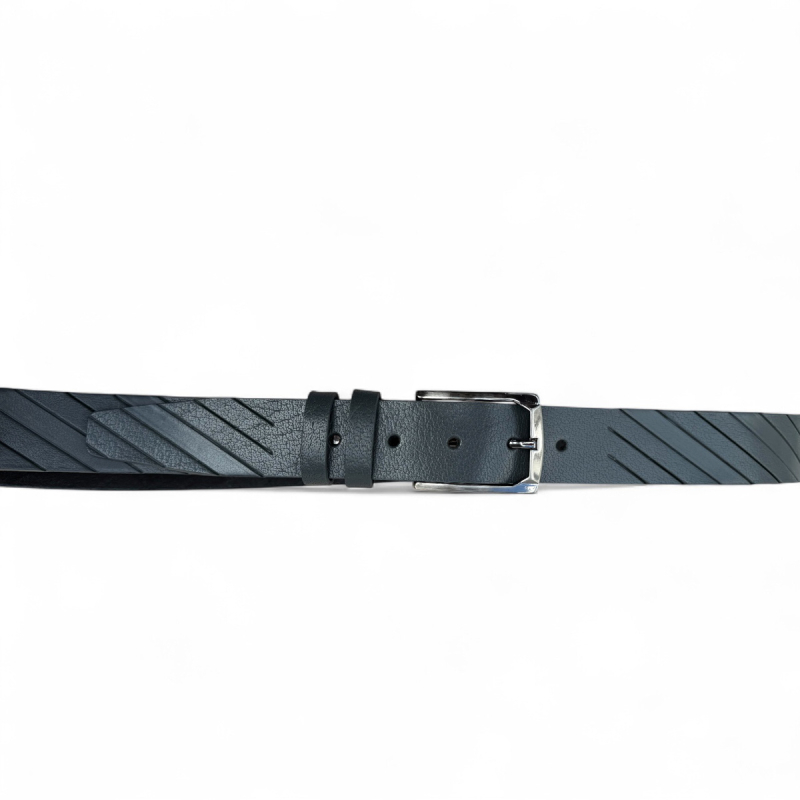 Stripes herrebælte i grå kernelæder - Freja skind