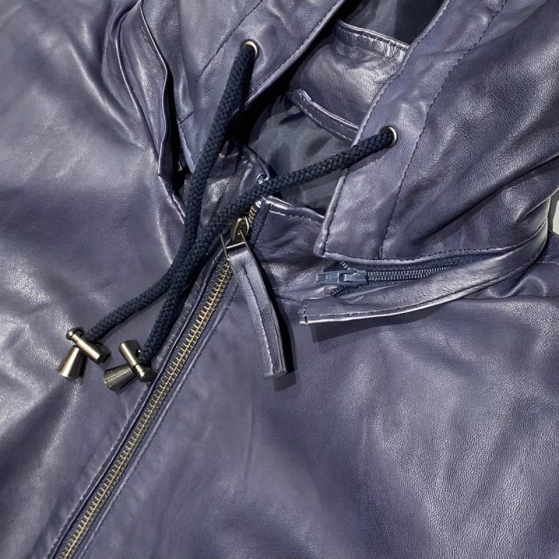 Sienne dame overgangsjakke i blød blå lammeskind - Freja skind