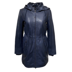 Sienne dame overgangsjakke i blød blå lammeskind - Freja skind