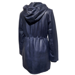 Sienne dame overgangsjakke i blød blå lammeskind - Freja skind