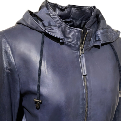 Sienne dame overgangsjakke i blød blå lammeskind - Freja skind