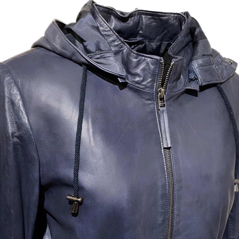 Sienne dame overgangsjakke i blød blå lammeskind - Freja skind