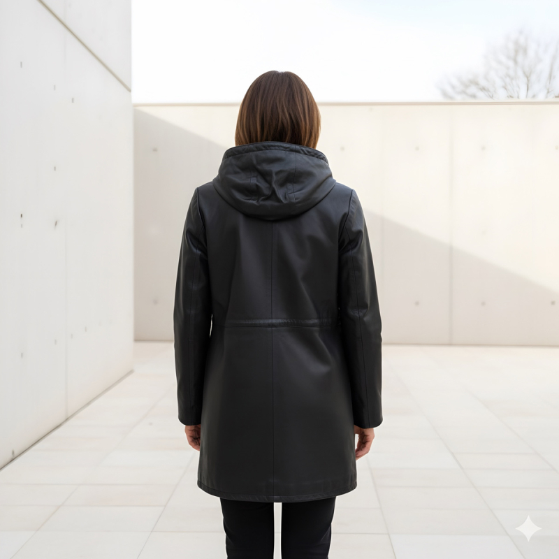 sort dame overgangsjakke - Blød lammeskind - Freja skind