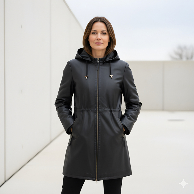 sort dame overgangsjakke - Blød lammeskind - Freja skind