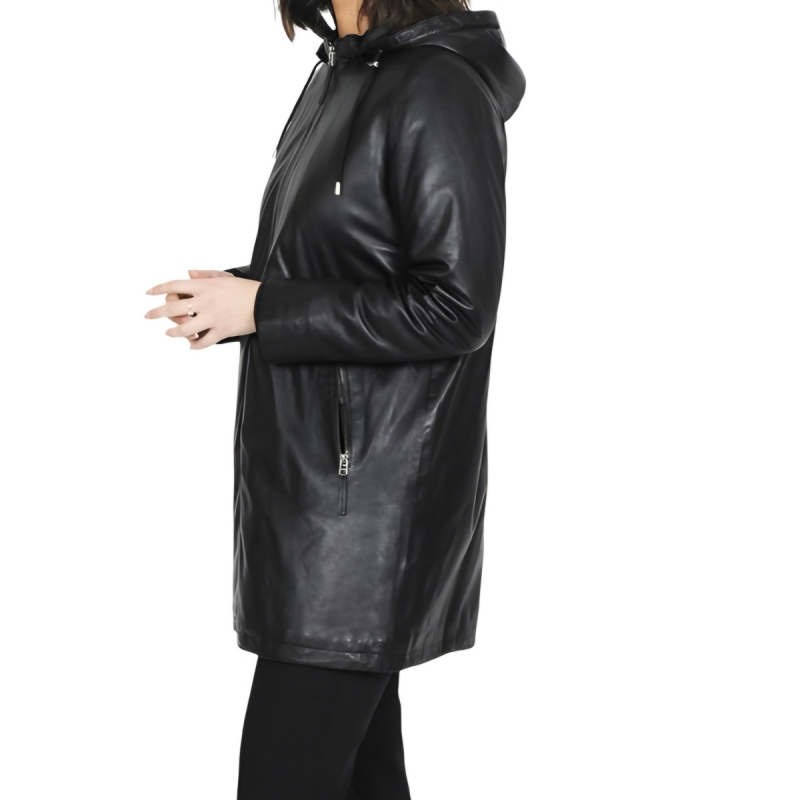 sort dame overgangsjakke - Blød lammeskind - Freja skind