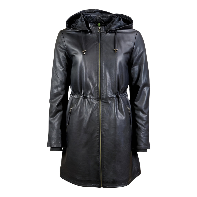 sort dame overgangsjakke - Blød lammeskind - Freja skind