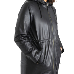 sort dame overgangsjakke - Blød lammeskind - Freja skind