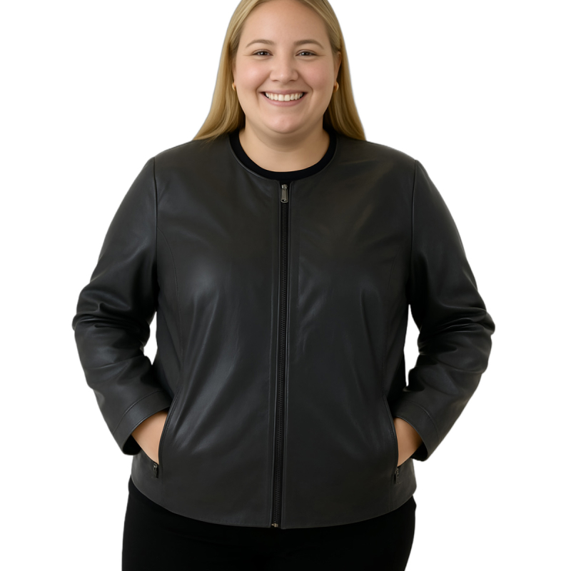 Desirae dame skindjakke - comfort - indendørs selskabsjakke - blød sort skind - Freja skind