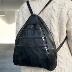 Sort skindrygsæk fra Freja skind - rygsæk og skuldertaske to i en