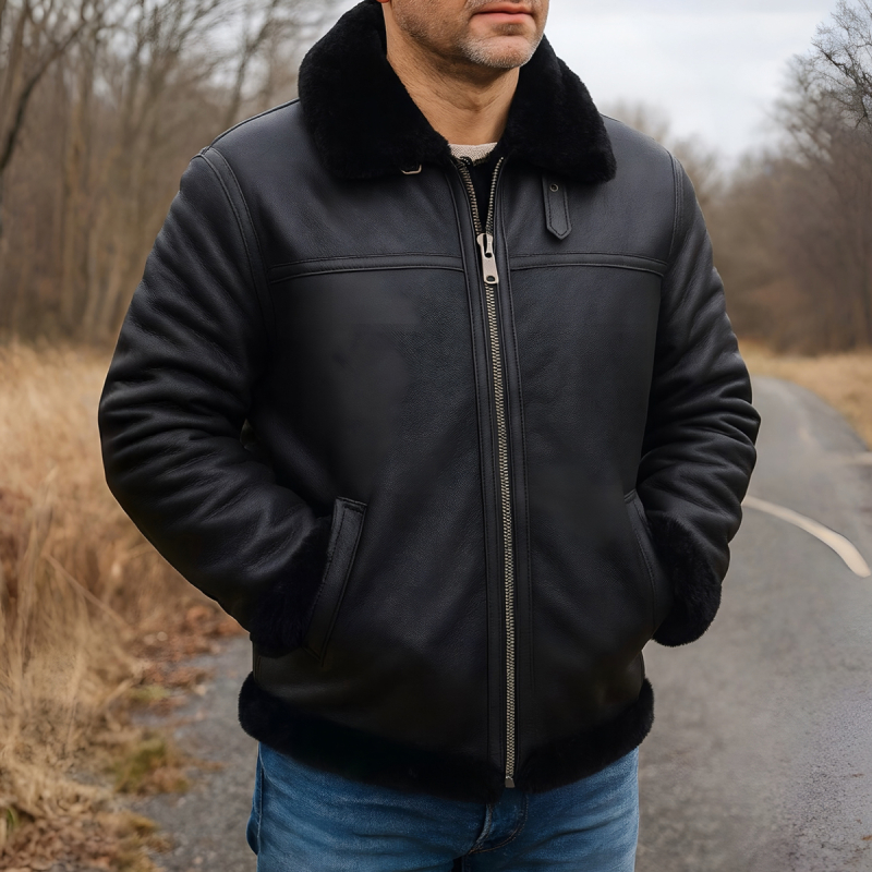 Sort herre rulamsjakke - Vinterjakke - Huston fra Freja skind