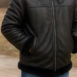 Sort herre rulamsjakke - Vinterjakke - Huston fra Freja skind