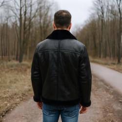 Sort herre rulamsjakke - Vinterjakke - Huston fra Freja skind