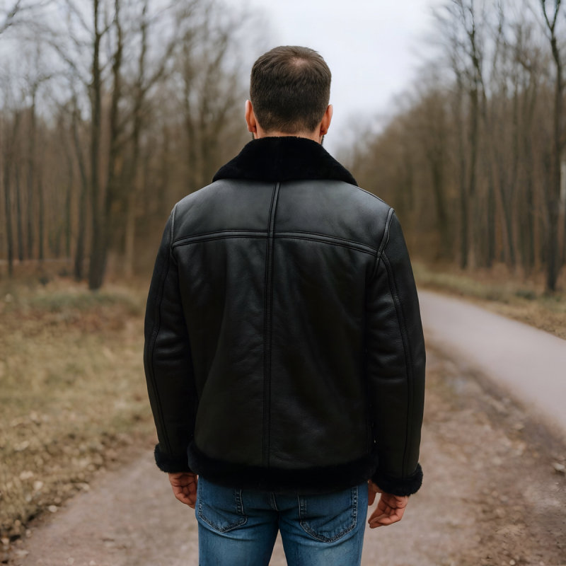 Sort herre rulamsjakke - Vinterjakke - Huston fra Freja skind