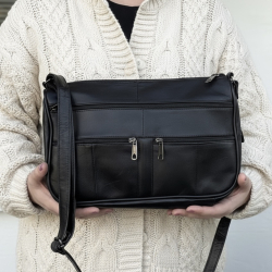 sort alma skuldertaske i lammeskind - Freja skind