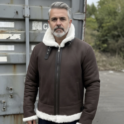 Tampere - Brun herre rulamsjakke - perfekt vinterjakke - Freja skind