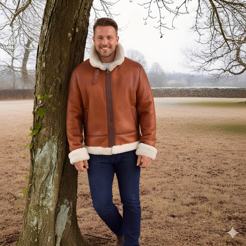 Alaska rulamsjakke herre - Super varm vinterjakke - Patineret cognac - Freja skind