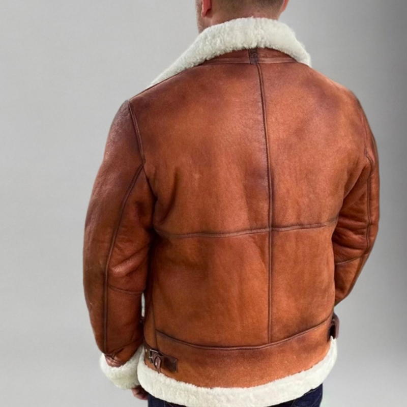 Alaska fårskinnsjacka - Patinerad cognac - Herr - Pilotstil