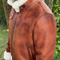 Alaska rulamsjakke herre - Super varm vinterjakke - Patineret cognac - Freja skind