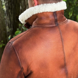 Alaska rulamsjakke herre - Super varm vinterjakke - Patineret cognac - Freja skind