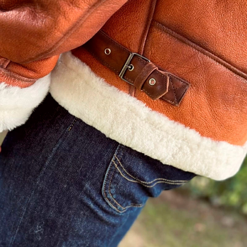 Alaska rulamsjakke herre - Super varm vinterjakke - Patineret cognac - Freja skind