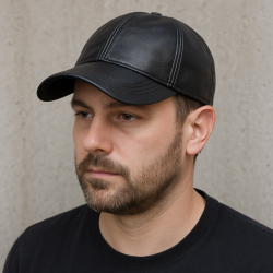 Sort skind cap  herre - i ægte lammeskind - Freja skind