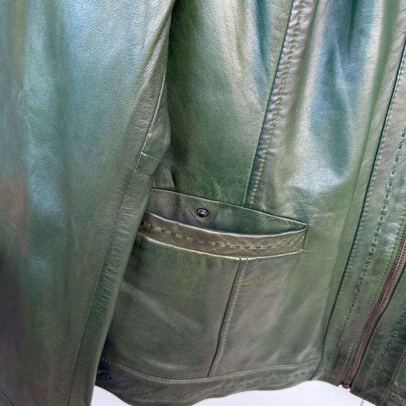 Martha dam läderjacka - Comfort fit - Super mjukt grönt läder