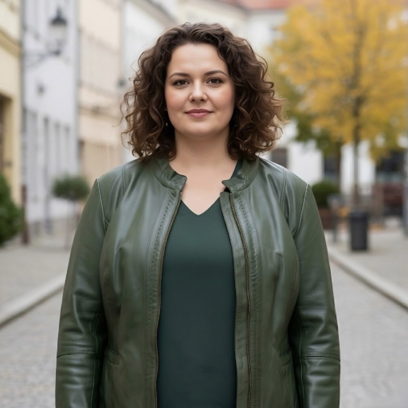 Martha dam läderjacka - Comfort fit - Super mjukt grönt läder