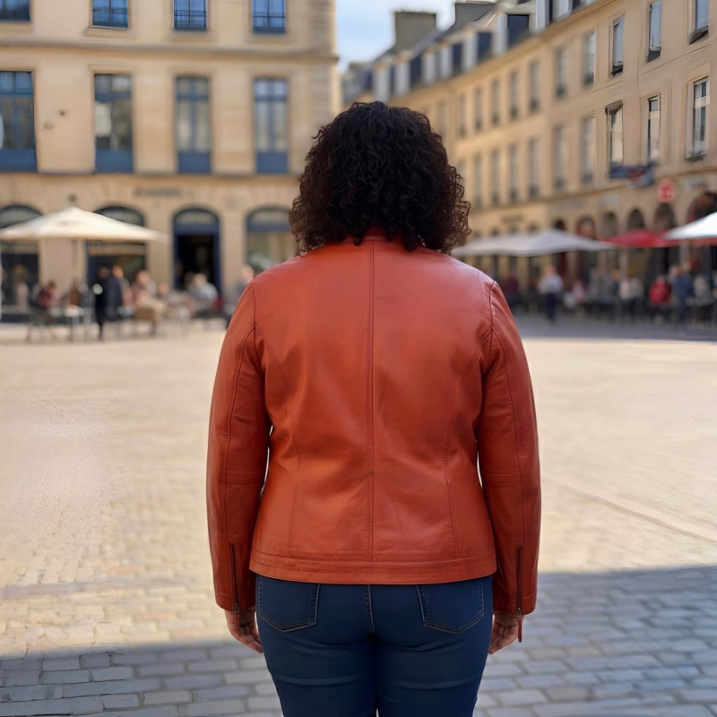 Martha dam skinnjacka - Comfort fit - Super mjukt orange skinn