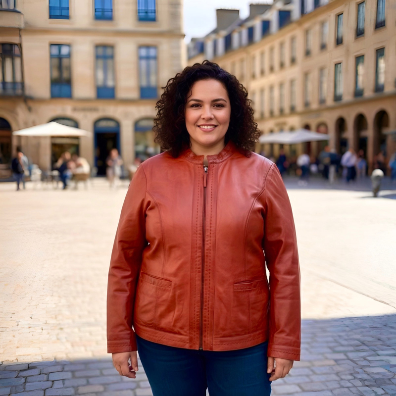 Martha dam skinnjacka - Comfort fit - Super mjukt orange skinn