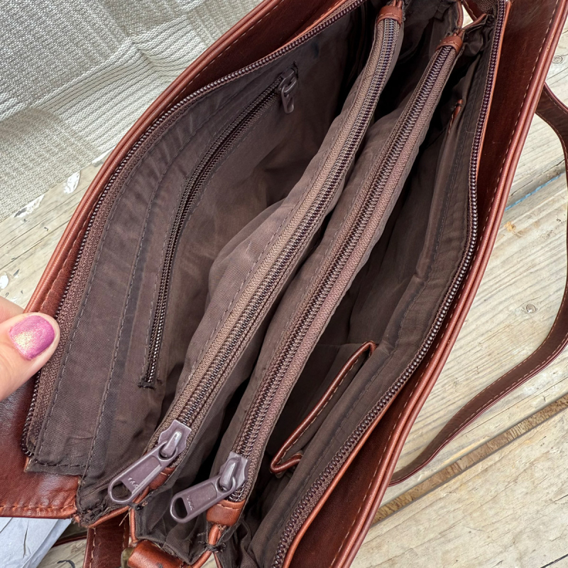 Catina skuldertaske i brun skind - Leather design