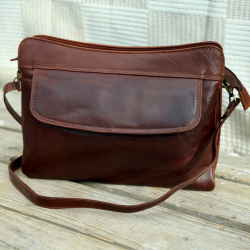Catina skuldertaske i brun skind - Leather design