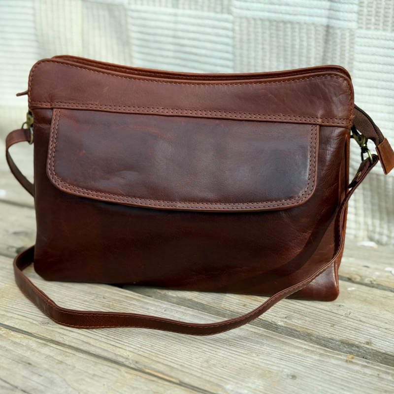 Catina skuldertaske i brun skind - Leather design