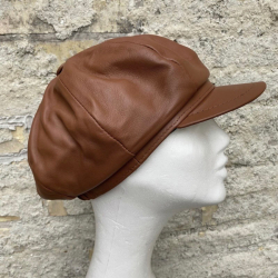 Dame skindhat i blød cognac lammeskind - Freja skind