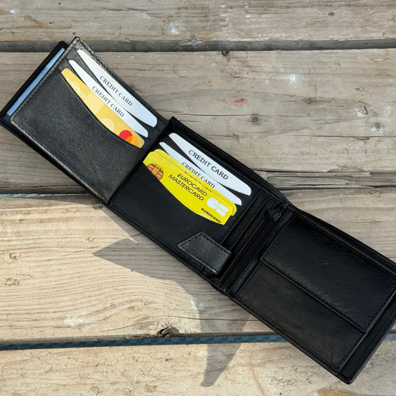 Oscar læderpung - herre- sort gedeskind - Freja skind