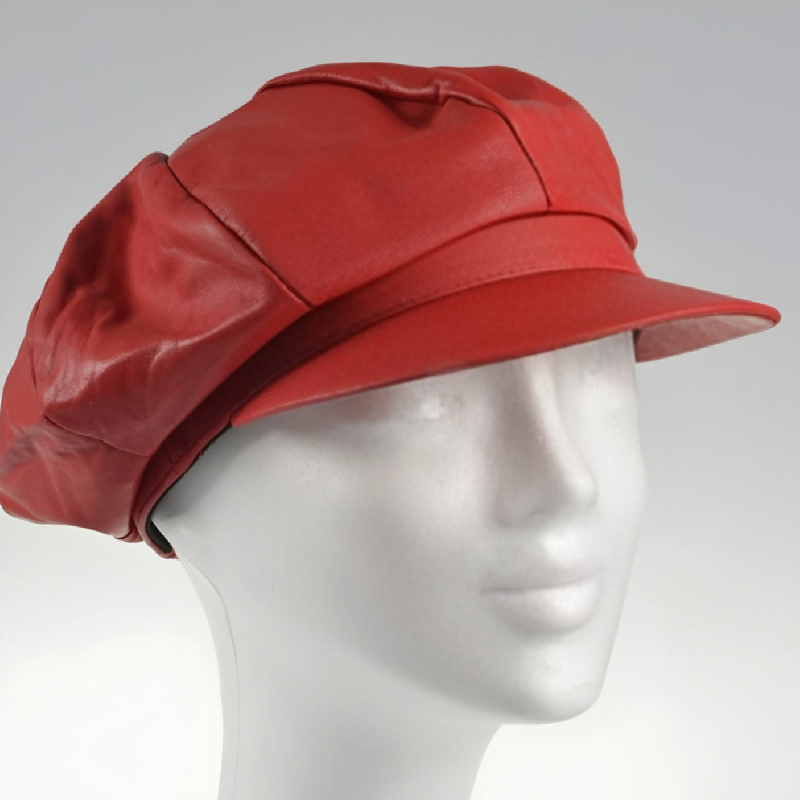 Rød dame skindhat - blød lammeskind - Freja skind
